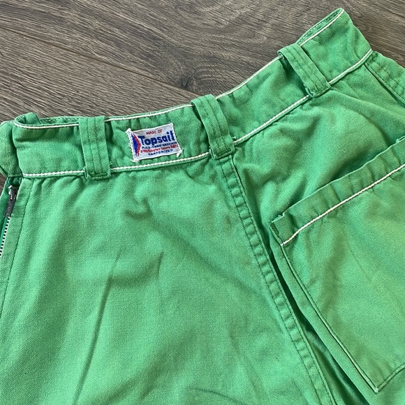 Vintage 1940s Topsail Light Grass Green Sanforized Clam Digger Capris Side Zip - Picture 9 of 16